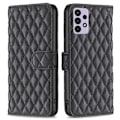 Miniatyrbillede 1 af 2: Rhombus Mønster Matte Flip Case til Samsung Galaxy A72 5G - Sort Black