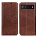 Miniatyrbillede 1 af 2: Flip Etui med Pung i ægte Læder til Google Pixel 6a - Kaffe Brown