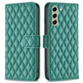 Miniatyrbillede 1 af 2: Rhombus mat Samsung Galaxy S21 FE flip etui - Grøn Green