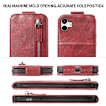 Miniatyrbillede 4 af 6: Vertical Flip Phone Etui med Zipper til Samsung Galaxy A04 - Rød Red