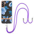 Miniatyrbillede 1 af 2: Slankt og holdbart softcover med lanyard til Samsung Galaxy A13 5G - Blå Pæon Blue