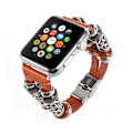 Miniatyrbillede 1 af 2: Apple Watch 38mm urrem i ægte læder med retro-mønster - Brun Brown