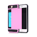 Miniatyrbillede 1 af 2: Glidende kortholder Plastik og fleksibelt hybrid-etui iPhone 8 Plus / 7 Plus 5,5 tommer - Lyserød Pink