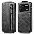 Pikkukuva 1 / 2: Vertical Flip Phone Suojakotelo With Zipper For Xiaomi Poco M4 Pro - Musta Black