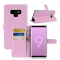 Miniatyrbillede 1 af 2: Samsung Galaxy Note9 mobiletui i kunstlæder med Litchi overfalde samt pung - Lyserød Pink