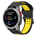 Miniatyrbillede 4 af 6: Garmin Enduro 2 / Tactix 7 / Fenix 7 tofarvet silikone urrem - Sort / Gul Black