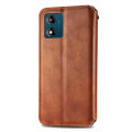 Miniatyrbillede 3 af 3: Læder Etui med A Stilfuldt Rhombus Tryk til Motorola Moto E13 - Brun Brown
