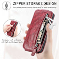 Pikkukuva 6 / 6: Vertical Flip Phone Suojakotelo With Zipper For Samsung Galaxy A73 - Punainen Red