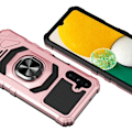 Miniatyrbillede 2 af 2: Slidstærkt cover i hård plast med blød inderside og kickstand til Samsung Galaxy A13 5G - Rødguld Pink