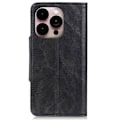 Pikkukuva 2 / 2: Alpha iPhone 14 Pro Max nahkainen läppäkotelo - Musta Black