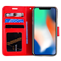 Pikkukuva 2 / 2: iPhone Xs Max Synteetti nahkainen taivutettava lompakko mallinen suojakotelo - Punainen Red