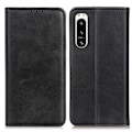 Miniatyrbillede 1 af 2: Flip Etui med Pung i Ægte Læder til Sony Xperia 5 Iv - Sort Black