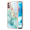 Pikkukuva 1 / 2: Marble Patterned Suojakuori With Ring Holder For Motorola Moto G20 / G30 / G10 - Vihreä Marble Haze Green