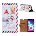 Miniatyrbillede 1 af 2: Samsung Galaxy A6 Plus mobiletui i kunstlæder med printede mønstre og stativ - Personligt kærlighedsbrev Multicolor