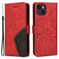 Miniatyrbillede 1 af 2: Tekstureret iPhone 14 læderetui med rem - Rød Red