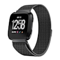 Miniatyrbillede 1 af 2: Fitbit Versa armbåndsrem med Stainless melianese masker - Sort Black