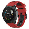 Miniatyrbillede 1 af 2: Garmin Fenix 7S tofarvet silikone-urrem - Rød / Sort Red