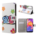 Miniatyrbillede 1 af 2: Huawei P20 Pro mønstret PU læder flip etui - ugle Lover Multicolor