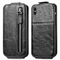 Miniatyrbillede 1 af 2: Lodret iPhone Xs / iPhone X flip etui med lynlås - Sort Black