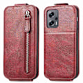 Pikkukuva 1 / 6: Vertical Flip Phone Suojakotelo With Zipper For Xiaomi Redmi Note 11S 5G / Poco M4 Pro 5g / Note 11t 5g - Punainen Red