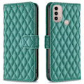 Miniatyrbillede 1 af 2: Rhombus Mønster Matte Flip Case til Motorola Moto E30 / E40 - Grøn Green
