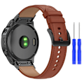 Miniatyrbillede 1 af 2: Justerbar urrem i ægte læder til Garmin-ur - Mørkebrun Brown