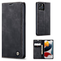 Miniatyrbillede 1 af 2: CASEME 013 Series Wallet Stand All-round Protection Vegansk Læder Shell Case iPhone 13 Pro Max 6.7 inch - Sort Black
