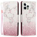 Miniatyrbillede 1 af 2: Wonderland iPhone 14 Pro Max flip etui - Lyserød Marmor Pink