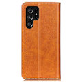 Pikkukuva 2 / 2: Lompakko-style Aitoa Nahkaa Läppäkotelo For Samsung Galaxy S23 Ultra - Ruskea Brown