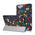 Miniatyrbillede 1 af 2: iPad (2017) stilrent og sikkert læder etui - Geometrisk motiv Multicolor