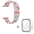 Pikkukuva 2 / 2: Apple Watch SE 2022 (40mm) 3 helmen hartsityylinen kelloranneke kirkkaalla suojuksella - Nougat-Kuvio White