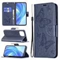 Miniatyrbillede 2 af 2: Sommerfugl Xiaomi 11 Lite 5g Ne / Mi 11 Lite 5g / 11 Lite Flip Etui - Mørkeblå Blue