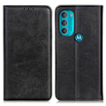 Miniatyrbillede 1 af 2: Flip Etui med Pung i Ægte Læder til Motorola Moto G71 5G - Sort Black