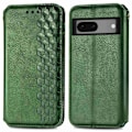 Miniatyrbillede 1 af 2: Læder Etui med A Stilfuldt Rhombus Tryk til Google Pixel 7 - Grøn Green