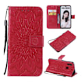 Miniatyrbillede 1 af 2: Huawei P Smart 2019 trykt sommerfugl læder flip etui - Rød Red