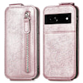 Pikkukuva 1 / 2: Vertical Flip Phone Suojakotelo With Zipper For Google Pixel 7a - Ruusukulta Pink