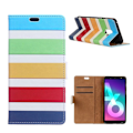 Miniatyrbild 1 av 2: Samsung Galaxy A6 (2018) mobilfodral PU läder skyddande stående läge plånbok mönster på - Färgade ränder multifärg