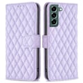 Pikkukuva 1 / 2: Rombuskuvioinen matta läppäkotelo Samsung Galaxy S22 Plus - Violetti Purple