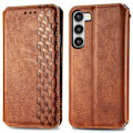 Pikkukuva 1 / 2: Nahkakotelo With A Stylish Rhombus Imprint For Samsung Galaxy S23 Plus - Ruskea Brown