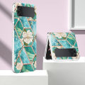 Miniatyrbillede 2 af 6: Marble Samsung Galaxy Z Flip4 Etui - Blå Blomster Blue