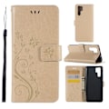 Miniatyrbillede 1 af 2: Huawei P30 Pro sommerfugle- og blomstertryk læder flip etui - Guld Gold