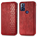 Pikkukuva 1 / 2: Nahkakotelo With A Stylish Rhombus Imprint For Motorola Moto G Play (2023) - Punainen Red