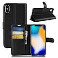 Pikkukuva 1 / 2: iPhone Xs Max Tyylikäs Synteetti Nahkainen Lompakko Suojakotelo - Musta Black