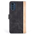 Miniatyrbillede 2 af 2: To Farvet Læder Flip Case til Motorola Moto E32 - Sort Black
