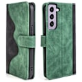 Pikkukuva 1 / 2: Kaksivärinen nahkainen läppäkotelo Samsung Galaxy S23 - Vihreä Green