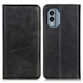 Pikkukuva 1 / 2: Lompakko-style Aitoa Nahkaa Läppäkotelo For Nokia X30 - Musta Black
