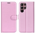 Miniatyrbillede 1 af 2: Klassisk Samsung Galaxy S23 Ultra Flip Etui - Lyserød Pink