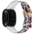 Pikkukuva 1 / 2: Fitbit Sense 2 / Versa 4 viileä kuvioitu silikoninen ranneke - Ruusut Ja Päivänkakkarat Multicolor
