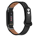 Miniatyrbillede 1 af 2: Fitbit Luxe urrem af okselæder i øverste lag med sort stik - Sort Black