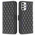 Miniatyrbillede 1 af 2: Rhombus mat Samsung Galaxy A73 flip etui - Sort Black